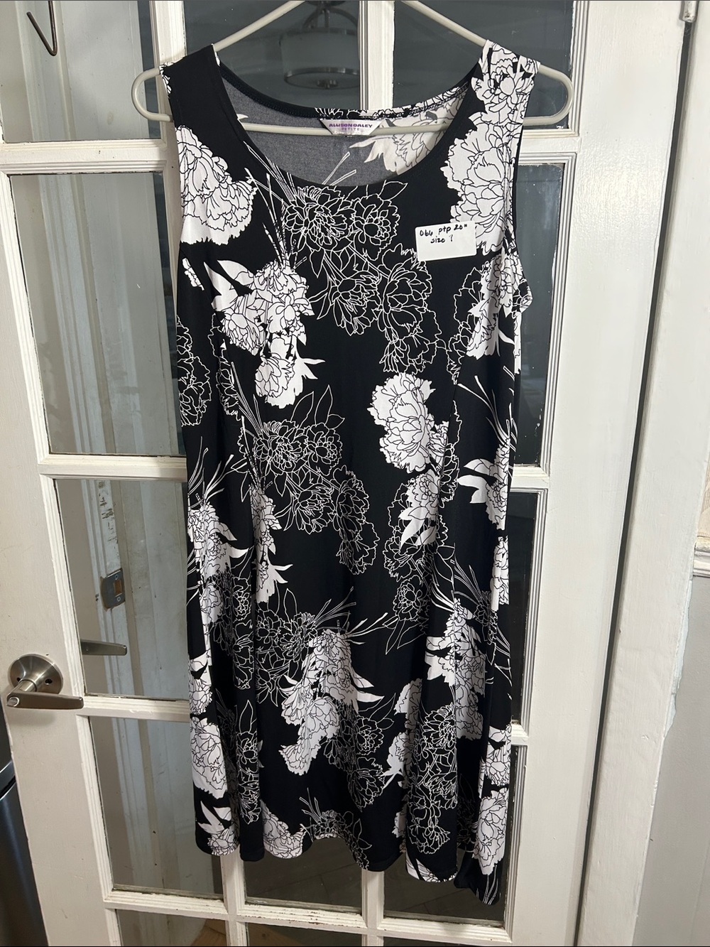 Allison Daley Black & White Floral Midi Dress
